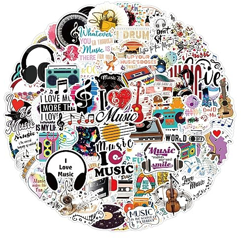 100PCS Stickers for Music Motivational,Music Stickers,Teens Boys and Girls Sticker Pack Vinyl Skateboard Guitar Door Laptop Luggage Car Bike Water Bottle Birthday Party Supplies Stickers