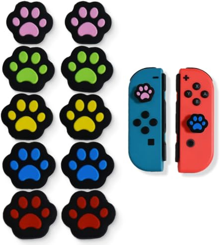 LOMSUXA 10 Piezas Joystick Switch,Grip Joystick Analog Cap,Joystick Analog Stick Caps Thumb Grip Caps Silicone Thumb Grip Caps for Cats' Paws for Controllers