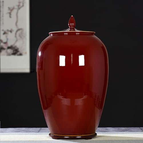 Large Sealed Rice Bucket, Kitchen Sealed Jar With Lid Grain Dispenser 15KG, Tea Storage Containe, Chinese Design Pet Food Bucket, Retro Ceramic Coffee Storage Container, Ceramic Rice Jar(B-50kg) ( C)