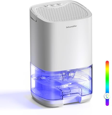 aichilra Luftentfeuchter Elektrischer für Zuhause, 1000ml Leiser Luftentfeuchter mit 7 Farben LED, automatische Abschaltung für Badezimmer, Schlafzimmer