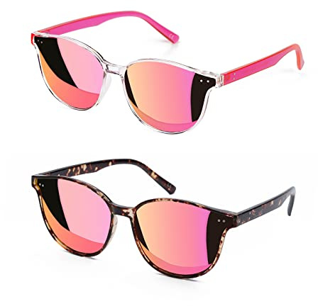 Sumato Katzenauge Damen-Sonnenbrille, Spiegelnde Trendy Linsen, UV400-Abschirmung