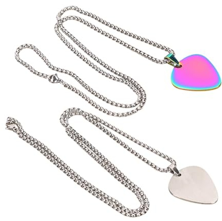 Halskette mit Bass-Plektrum, Schmuck mit Bass-Plektrum | 2 x Gitarrenplektron-Anhänger | Musik-Schmuck für Musikliebhaber und Gitarrenliebhaber