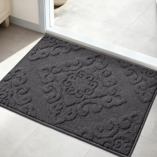 COSY HOMEER 50x80 cm Nonslip Indoor Doormat, Absorbent Dirt Trapper Floor Mat for Front Back Door Entrance, Low Profile Door Entrance Welcome Rug, Dark Grey