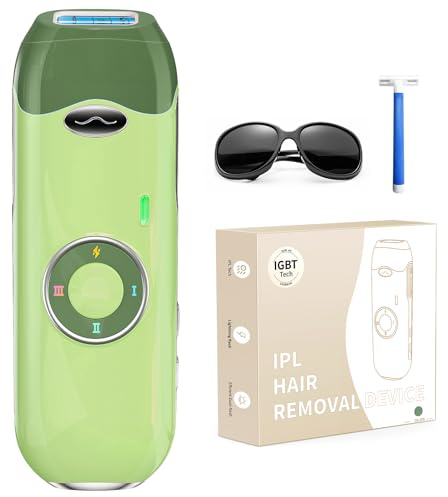 Haarlosy Épilateur Lumière Pulsée, 22J Épilateur Laser Définitif pour le Visage/Aisselles/Maillot, 3 Mode Appareil IPL Épilation Laser Hair Removal, Salon à Domicile - Vert