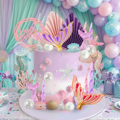 Meerjungfrau Kuchen Topper Unter dem Meer Cake Dekoration Muschel Kuchen | Meerjungfrau Kuchen Topper Unter dem Meer Cake Dekoration Muschel Kuchen Topper Meerjungfrau Schwanz Cake Topper Sea Party