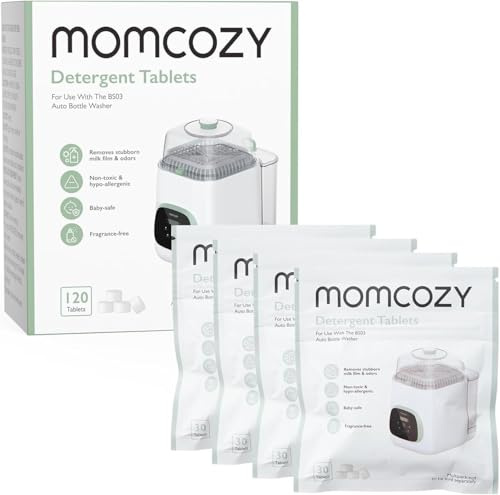 Momcozy - Bloque limpiador para biberones oficial, sin perfume y sin peligro para bebé, compatible con Momcozy KleanPal Pro Lavadora Biberón, 120 comprimidos