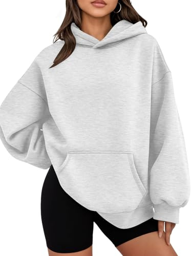 WYNNQUE Felpe con Cappuccio da Donna Felpe Oversize Abiti Moda Autunno 2025 Maglioni Casual Top Allenamento in Pile Vestiti Invernali, Grigio, Small
