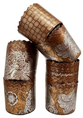 10er Set Osterbrot Back Papier Einwegbackform Osterkuchen Kulitsch Schokoladen Gold Motiv D 9cm / 350ml