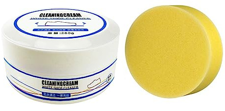 Turbowhite Cream Nexa for Shoes, Nexa Turbowhite Cream, Weißer Schuhreiniger, Sneaker Reiniger Fleckentfernungscreme, Mehrzweck Schuh Reinigungscreme mit Schwamm für Sneaker, Leder