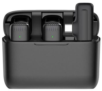 JQVDE Microphone Cravate sans Fil J13 avec boîtier de Chargement, récepteur Audio vidéo Portable, Mini Microphone for iPhone, Android, Tablette, Jeu, Streaming en Direct(1 to 2 for iOS)