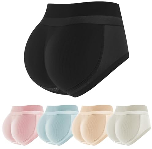 Mayoii Damen High Waist Push Up Unterhose – Atmungsaktive Po Push-Up Hose mit Gesäßpolstern – Figurformende Po Push Up Shorts (DE/NL/SE/PL, Alphanumerisch, L, Regular, Regular, Schwarz)