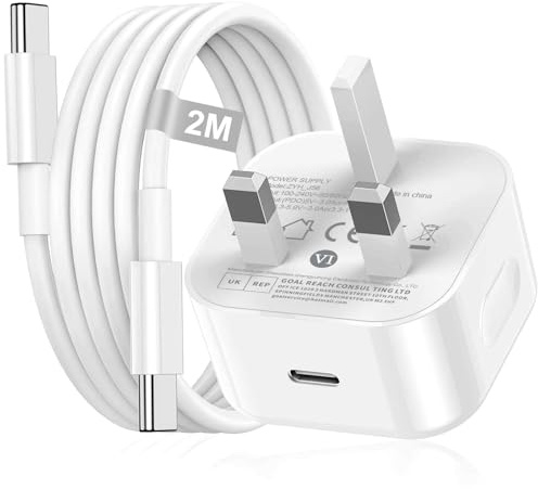iPhone 17 16 15 Fast Charger Plug, 30W USB C Charger and 2M USB C Cable | For iPhone 17 16 15 Pro Max/16E 16 15 Plus,iPad Air/Pro,USB C Plug UK Power Adapter Type C plug Fast Charging iphone charger