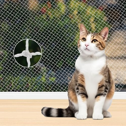 Katzennetz für Balkon, 10x3m Transparentes Katzenschutznetz, Katzennetz Drahtverstärkt, Transparent Schutznetz für Katzen, Katzenschutznetz Drahtverstärkt Balkonnetz von Terrassen Fenstern Zäune