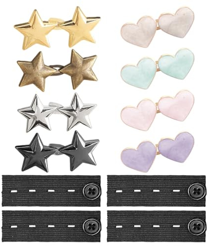 8-Piece Waist Buckle And 4-Piece Extension Buckle, Adjustable Waist Buckle, Waist Tightener, Waist Tightener Clip, Jean Waist Buckle.