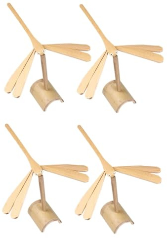 BESPORTBLE 4 Stück Bambus Libellen aus Hochwertigem Material Pädagogisches Balance Modell für Sicher und Entwicklungsfördernd zur Spielerischen Gehirnförderung