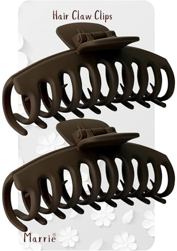 Marrie Large Hair Claw Clips for Thick Hair Nonslip Jumbo Hair Clamp Strong Big Hold Jaws Hair Styling Accessories for Women Girls Size 4.3 Inches (Matt Brown)