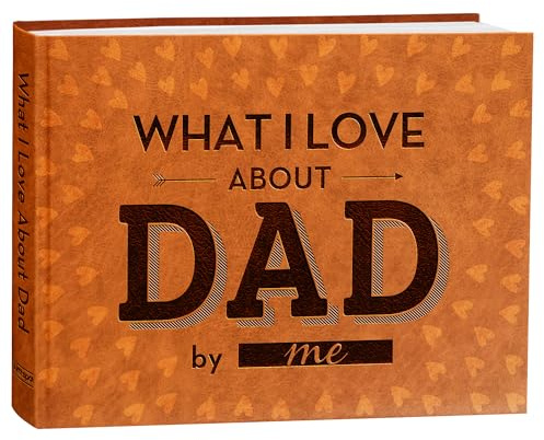 What I Love about Dad Book, Fill-in-the-Blank Leather Cover Book for Dad - Christmas Gifts for Dad from Daughter, Son, Kids - Birthday Gifts for Dad, Dad Birthday Gifts - Dad Christmas Gifts, Stocking Stuffer