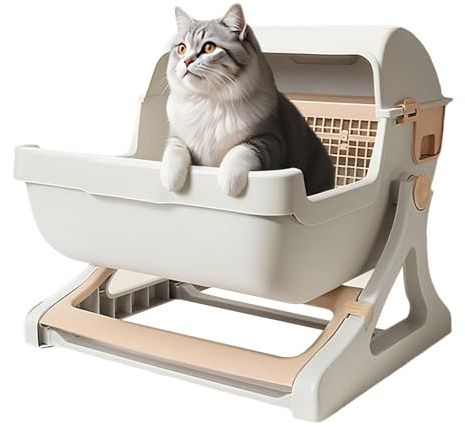 Automatische Katzentoilette | Intelligenter Katzenklo,Sicherheit Großer Reiniger Mehrkatzenhaushalt Geruchsbeseitiger Für Möbel Innenbereich Eckbereich Wohnung Schrank