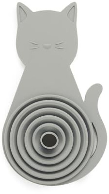 Balvi Embudo Meow Color gris Plegable e imantado, con forma de gato Silicona