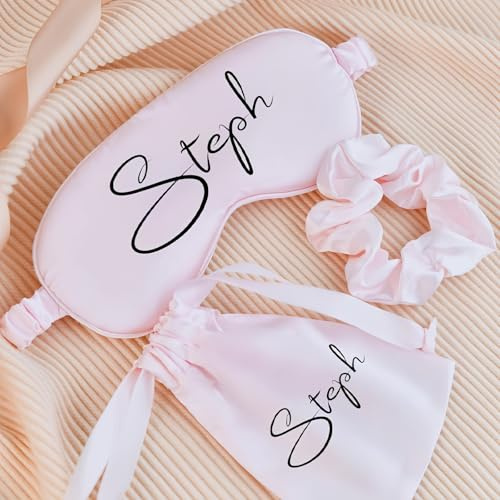 MEIEG Individuell Gestaltetes 3er-Set Schlafmasken, Personalisierte Seiden-Augenmaske Mit Elastischem Band, Augenbinde Für Unterwegs, Als Geschenk Für Hochzeitsgäste