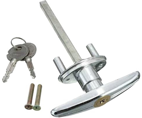 Serratura per porta del garage con 2 chiavi, serratura con maniglia a T in metallo incrociato, robusta maniglia di ricambio per porta del garage per chiusura