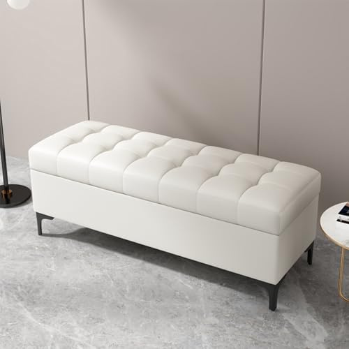 Vadderad förvaringsottoman med mjukt lock mångsidig rektangulär fotstöd för sovrum och vardagsrum snygg nattduksbord pall och sko elegant design