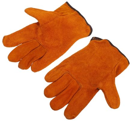 MAGICLULU Guanti da Saldatore in Pelle Resistenti al Calore, Guanti da Lavoro Corti per Saldatura Uomo e Donna, Protezione Mani per Saldatura Industriale e Manutenzione