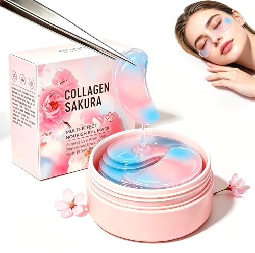 Parche Ojos Hidrogel Sakura Contorno Ojos Iluminador Anti Ojeras Hidratante Bolsas Ojos Piel Cansada 60 Piezas Cuidado Facial Rutina Skincare