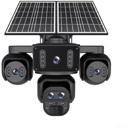 4G Solar Security Camera With Four-Lens 20MP HD, 20100MAh, IP66 Weatherproof With Colour Night-Vision, Motion Detection For Home Security
