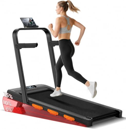 Folable Walking Pad with 15% Incline,3.0HP Under Desk Treadmill for Home | 159KG Capacity, Shock Absorption, Suspension System, Multi-layer Running Belt, <45 dB Low Noise, Transport wheels