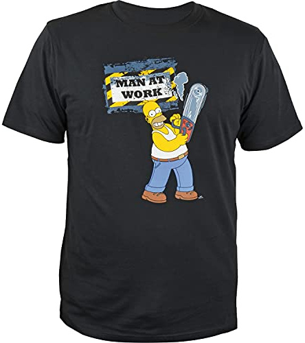 The Simpsons - Homer Male T-Shirt Man at Work, Schwarz, Gr.