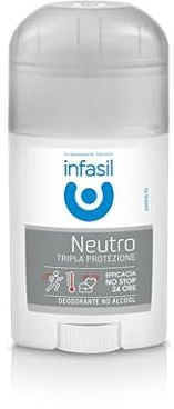 Infasil Deodorante stick, tripla protezione, neutro, bianco, cura e igiene personale, confezione da 12