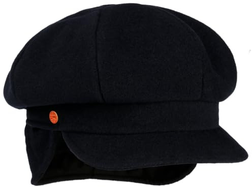 Mayser Camilla Ballonmütze Schirmmütze Wide Fit Ohrenklappen Damen Made in EU Winter dunkelblau M (56-57 cm)