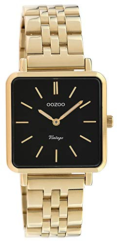 Oozoo Vintage Damenuhr mit Edelstahl Glieder Armband Quadratisch Flach 28 MM C9957