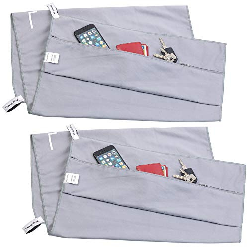 PEARL Strandauflage: 2er-Set Mikrofaser-Strandtücher, Überzug und Tasche, 80 x 200 cm (Strandliegenauflage, Strandliegenauflage mit Taschen, Pool)