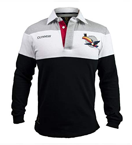 Guinness Long Sleeve Irish Rugby Jersey for Men | Mens Polo Style Rugby Shirt Jerseys Beer Sweatshirt