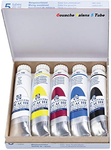 talens Royal Dose Gouache-Farbe, extrafein, 5 Tuben à 20 ml, Primärfarben