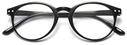 MAGIMODAC Damen Anti Blaulicht Brille Klein Rund Federscharnier Computer-Brillen Brillenfassungen Oval Computerbrille ohne Stärke Hell Schwarz +0.0