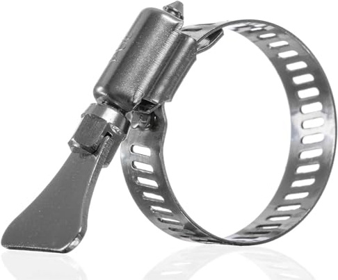 YoiYee 14-27mm Hose Clamp, 304 Stainless Steel Adjustable Pipe Clip with Thumbscrew, Butterfly Type Metal Worm Drive Ducting Strap for Securing Gas/Fuel Line, Pack of 4