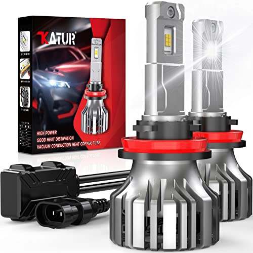 KATUR H11 H8 LED-strålkastarlampor 110W 20000LM H9 LED Strålkastare Konverteringssats Canbus Ready Jätteljus 6500K Xenon Vit IP65 Vattentät Plug ana Play, Paket Med 2