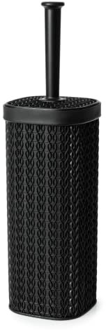 Blue Canyon Lace Toilet Brush & Holder for Bathroom, Flexible Toilet Bowl Plastic Brush Head for Deep Cleaning, Compact Size, Elegant Design with Odour Free Holder – Black