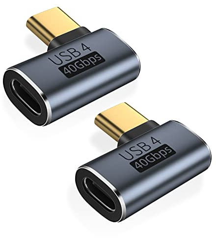 BORLTER CLAMP Adaptador USB C Hembra a USB C Macho, Paquete de 2, Adaptador USB Tipo C 4.0 OTG Ángulo Recto, Convertidor USB-C 40Gbps, Compatible con MacBook, Teléfonos USB-C, Tabletas y Más