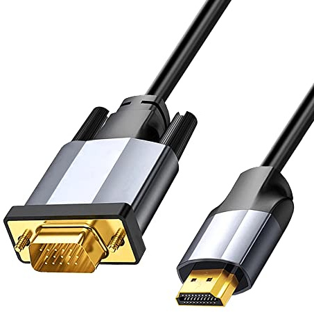 Eono Cable HDMI a VGA, 1.8m HDMI y VGA 1080P Chapado en Oro Adaptador Convertidor de Vídeo Analógico para Ordenador, PC, Monitor, HDTV, Laptop, Proyector