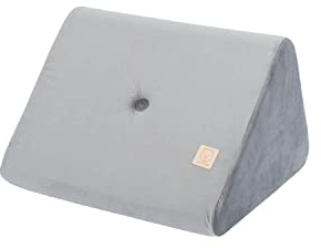 MISIOO FOLDIE Keilkissen - Samt Kissen für Kinderzimmer – Elegant Lesekissen aus Schaumstoff – Rückenstützkissen für Kinder – ideale Ergänzung zur Klappmatratze - 60x50x36 cm – Grau