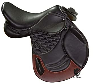 WILD RACE Leather Jumping/Close Contact, Double Flap Changeable Gullets Medium Saddle (17.5)
