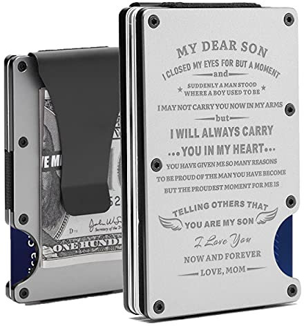 Personalisiertes Geschenk für Männer | individuell gravierte Metallgeldbörse für Vater, Sohn, Ehemann, Freund, minimalistischer Aluminium-Kartenhalter mit Geldklammer | Jahrestag, Valentinstag