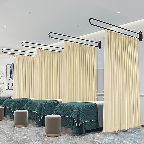 Paravent Raumteiler Innen Privatsphäre Raumteiler Vorhangstange Wand, Schönheitssalon Vorhänge Trennwand/ Trennwände Paravents Mit U-förmigen Metallstangen Stangen, Rosa Gelb Weiß Blau Braun Vorhänge