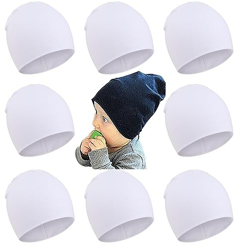 DRESHOW 8 Stücke Unisex Mütze Hut Junge Mütze Frühling Mützchen Kleinkind Wendemütze Jersey Slouch Beanie Bekleidung Unisex Infant Hut Kindergarten Mütze