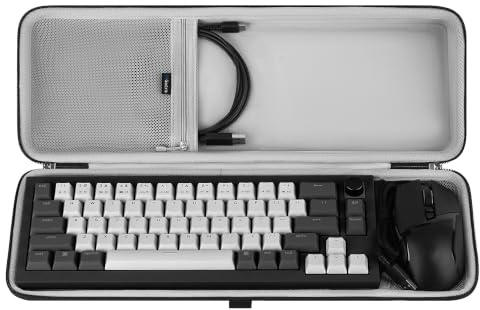 Étui Rigide Geekria Combo Clavier et Souris 65%, Compatible avec Keychron K6 HE/Q2 Max/V2, RK Royal KLUDGE R65/Galaxy68 – Sac de Voyage pour Clavier 68 Touches (Gris foncé)