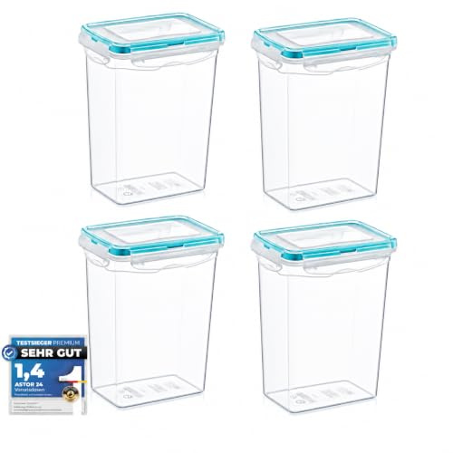 astor24 Premium Frischhaltedosen - Mealprep - 4x 1400ml - 100% luftdicht und auslaufsicher -40 bis +100 Grad - Aufbewahrungsbox - Vorratsdosen - Spülmaschinen- Gefrierschrank geeignet - BPA frei